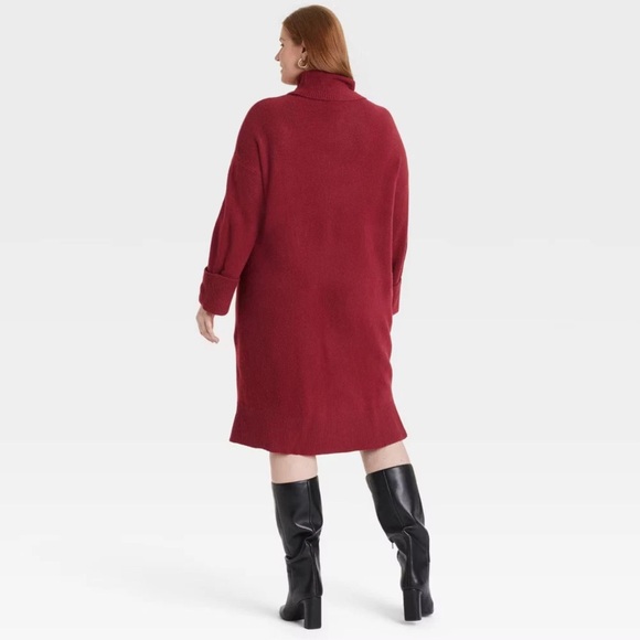 Ava & Viv Burgundy Turtleneck Sweater Dress - Picture 2 of 3